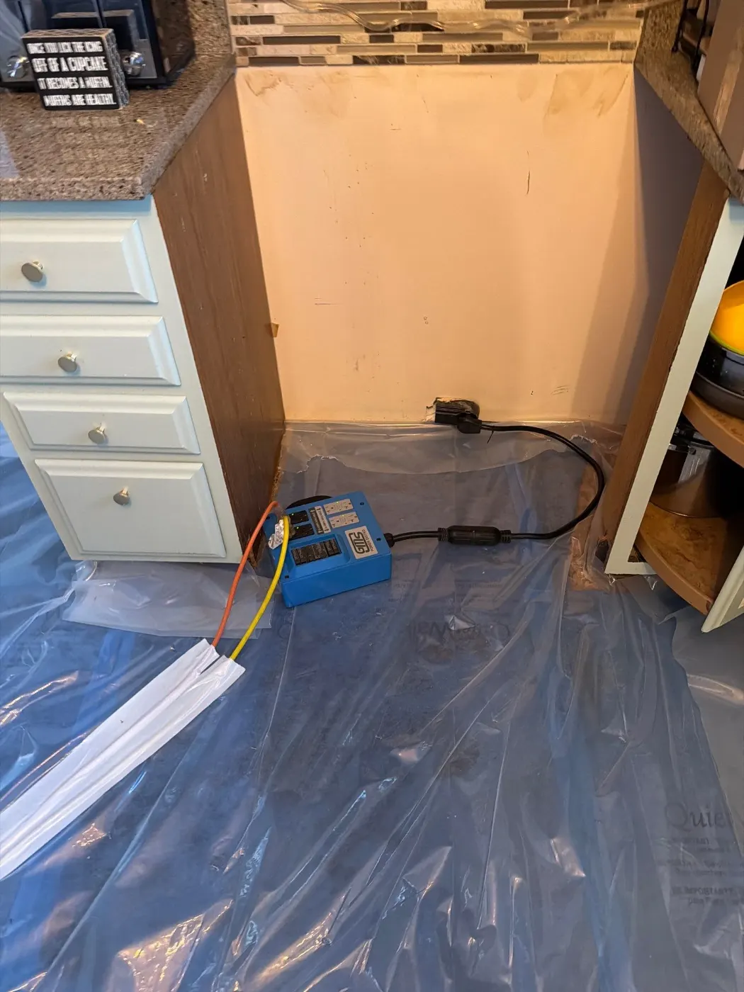 Moisture meter reading on drywall in Stones Crossing water loss